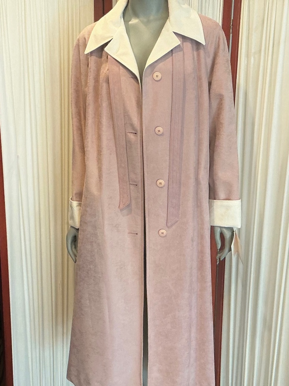 Vintage Jerold Blush Pink Duster Coat Faux Suede Womens Size 16 NWT